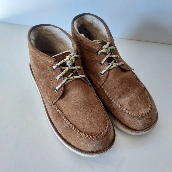 UGG Campout Suede Chukka Ankle Boots Sheepskin Lining Lace-Up Tan Men US10 main image 4